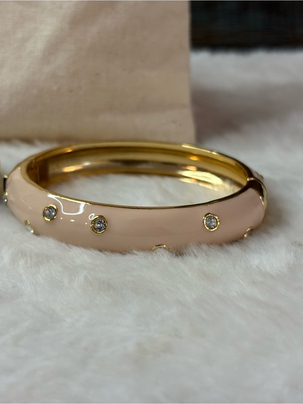 J.Crew Women's Gold-Tone Black and Blush Crystal Bangle Set - Picture 3 of 5